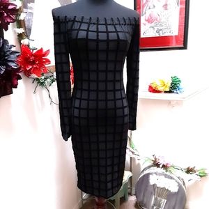 OFF THE SHOULDER MESH DRESS